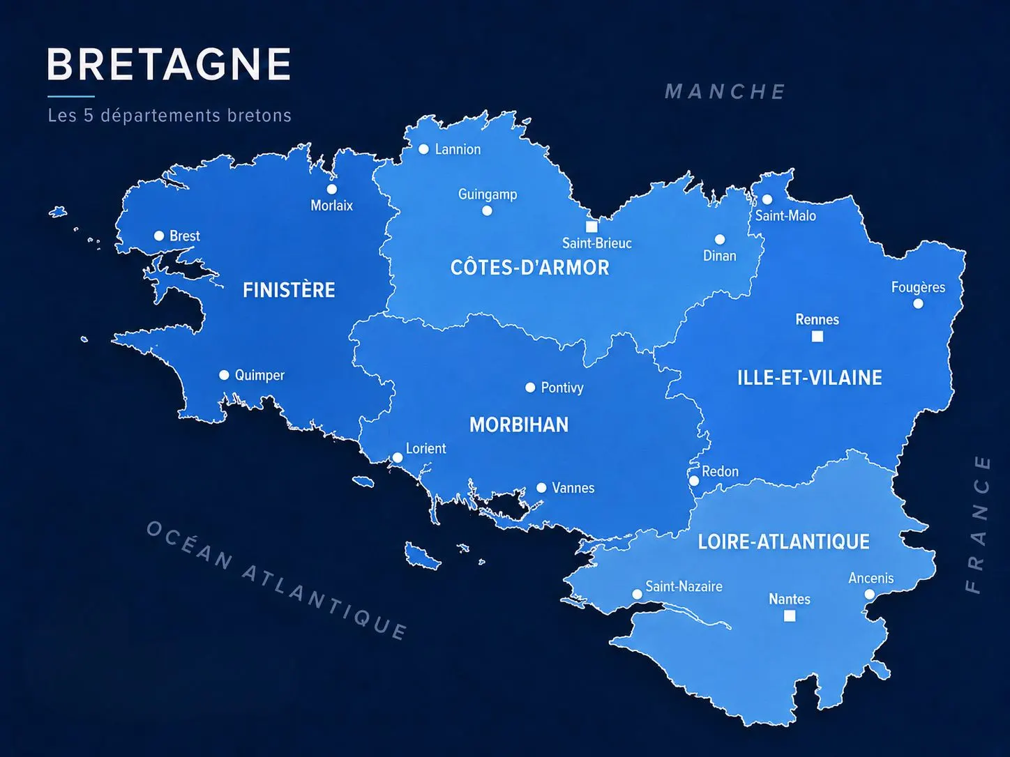 Carte de la région Nantes & Bretagne