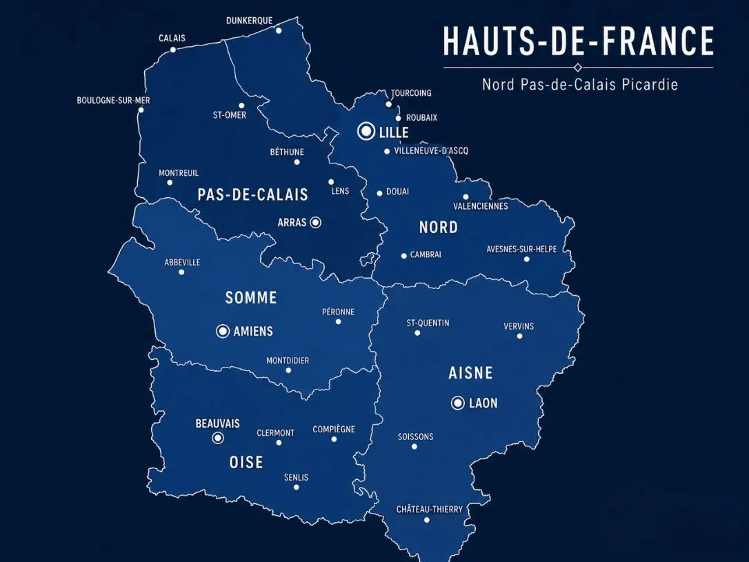Carte de la région Lille & Hauts-de-France