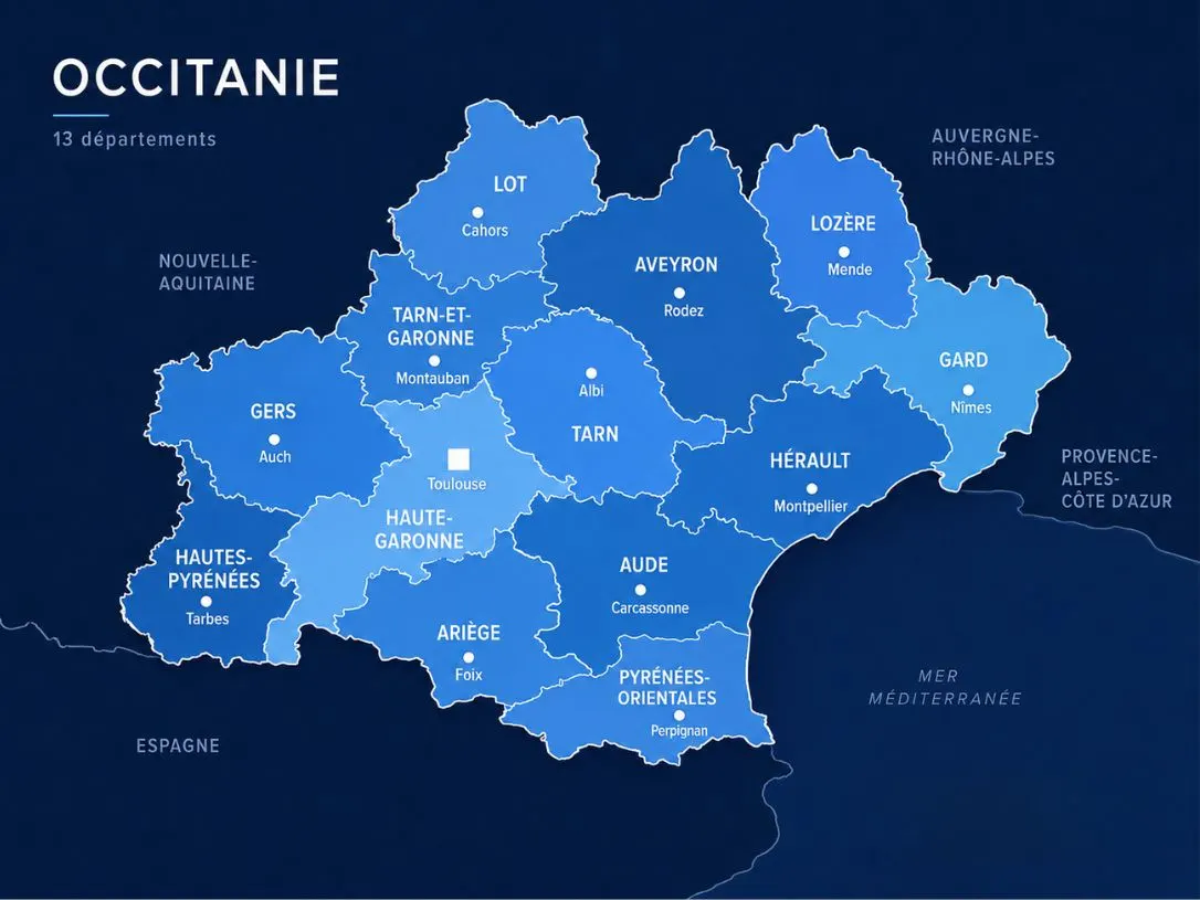 Carte de la région Toulouse & Occitanie