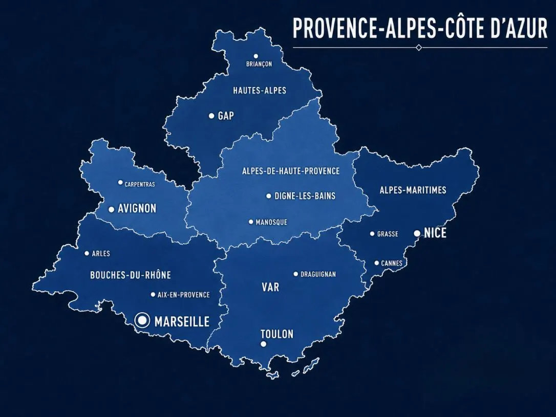 Carte de la région Marseille & PACA