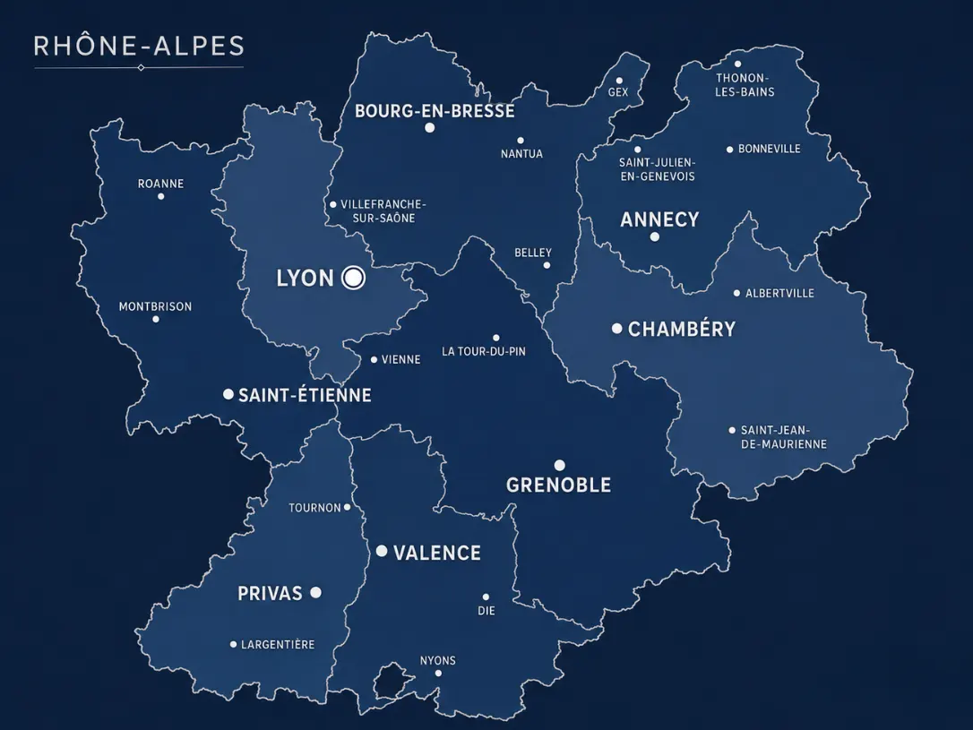Carte de la région Lyon & Rhône-Alpes