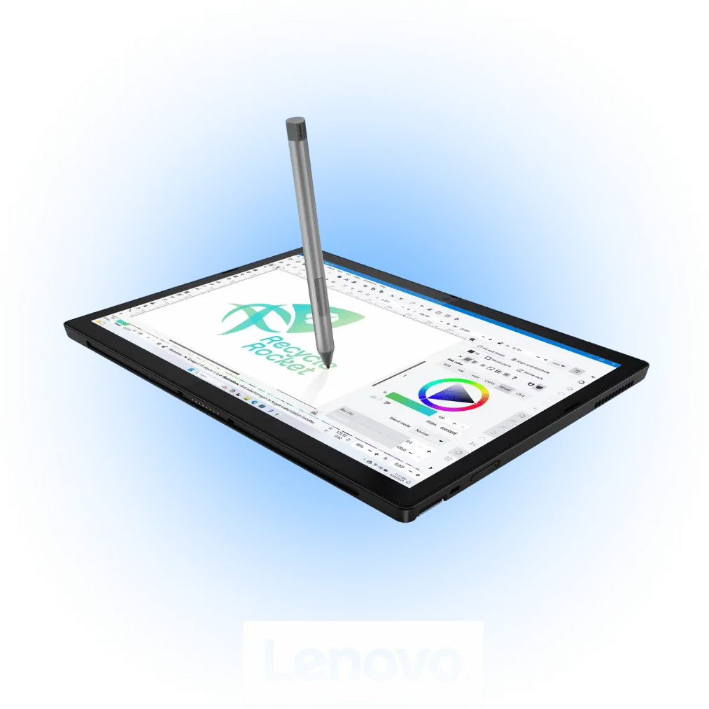 PC tablette 12,3″ en mode tablette avec stylet