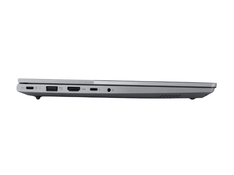 Profil du ThinkBook 14 G8 : Thunderbolt, HDMI, RJ-45 et lecteur SD